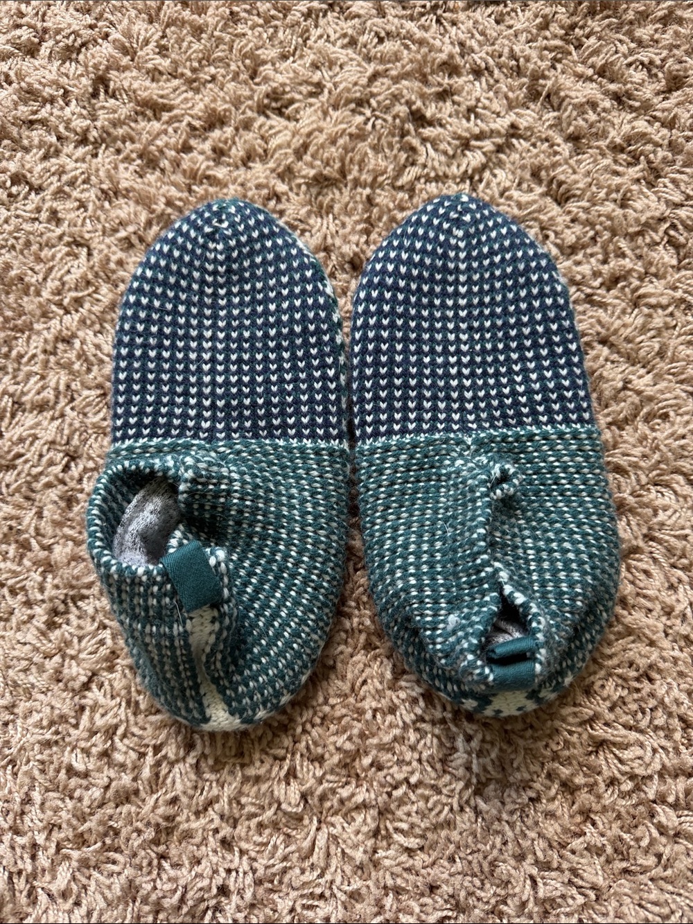 Bombas Kids Knit Slip-On Socks - Teal & White